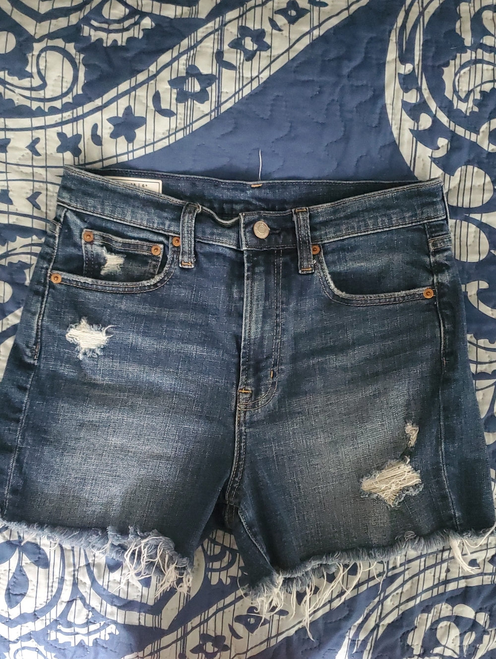 GAP High Rise Denim Shorts in Dark Blue